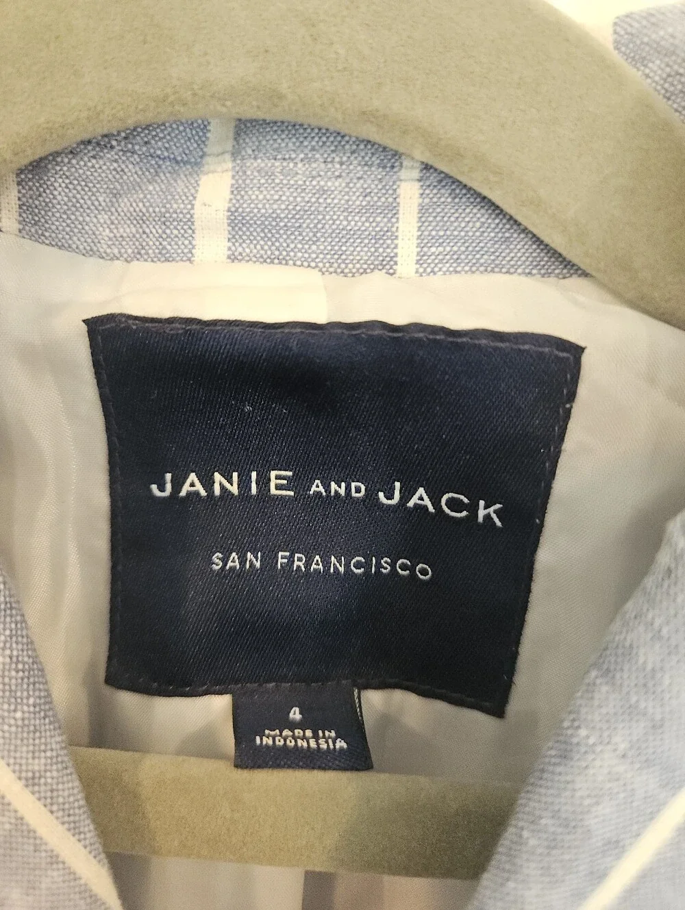 Janie & Jack Blazer Jacket Preppy Classic Blue White Striped Cotton Linen Boys 4